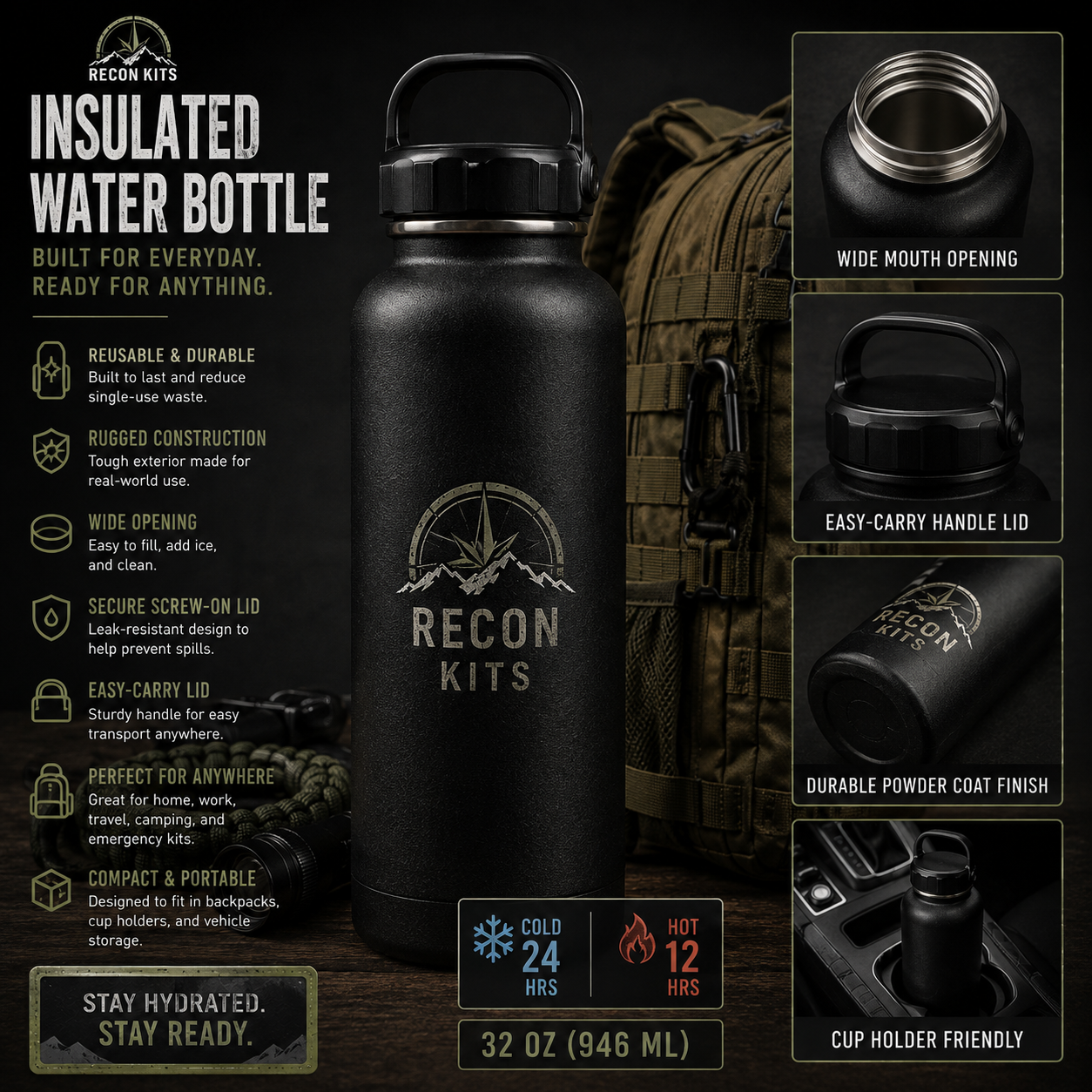 Recon Kits Insulated Water Bottle